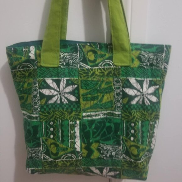 Shoulder Tote Bag, Books, Market bag, Handbag, Purse, Handmade, Green, Floral - Picture 1 of 3